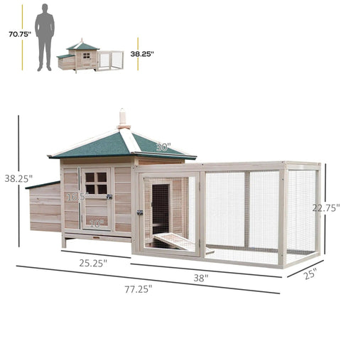 No Sweat Wooden Chicken Coop With Hinged Nesting Box And Removable Egg Tray Featuring Asphalt Roof Fir Wood Walls And Screened Ventilation Setup For Your Backyard Flocks dimensions and features