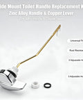 Smooth Side Mount Flush Handle Replacement Kit Crafted From Heavy Duty Zinc Alloy Copper Lever For Standard Toilets Upgrading Your Bathroom With Rust Resistant Trip Lvr Parts That Look Fresh And Perform Tough Without Getting Sticky Or Stuck Over Time.