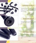 Black M6x50mm Crib Hardware Screws With Barrel Nuts And Allen Wrench Pack Of 25 For Furniture Cots And Cribs displayed with features.
