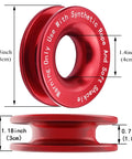 Heavy Duty Recovery Ring 66,000 Lbs For Winch Snatch Off Road SUV UTV ATV Truck Pulley Towing Ring For Synthetic Rope And Soft Shackle 7075 Aluminum CNC Machined Corrosion Resistant Red, 3.85in x 1.18in