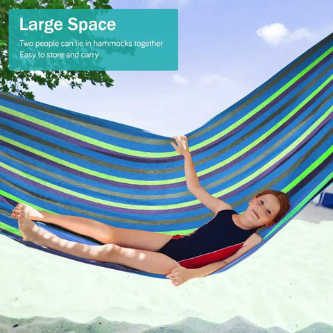 Portable Camping Hammock With Upgraded 320G Canvas Fabric For Super Comfy Relaxation 550Lb Weight Capacity Anti Roll