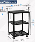 Planer Stand With Roller, 27.6 In By 24 In Tabletop, Height Adjustable From 31 To 44.7 In, 550 Lb Capacity, storage shelves and casters