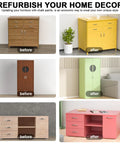 Before and after showcasing furniture updates using 14 Top Shelf Matte Chalk Paint Bottles Built For Zero Sweat Furniture Renovations Paired With A Genuine Liquid Wax Compound To Shield Your Sweet Home Decor From Daily Wear And Tear.