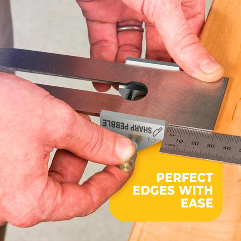 Person using Precision Honing Guide For Chisels And Planer Blades Sharpening Jig Fits Chisels 0.25 To 1.96 Inches with ruler