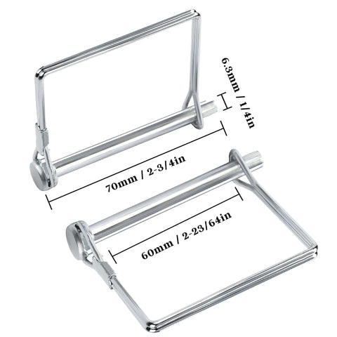 Ten Pack 2.75 Inch By 0.25 Inch Trailer Pins For Hitch, Shaft Locking, Coupler, PTO And Lock Pins with measurements displayed