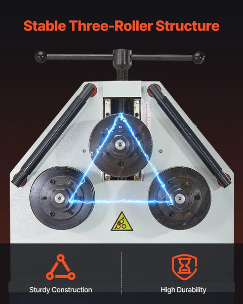 Industrial 2.2kw Electric Pipe Roll Bender With Three Roller Design For Precision Rolling Up To 3mm Thickness And 180 Degree Max Bending Angle feature showing three-roller structure.
