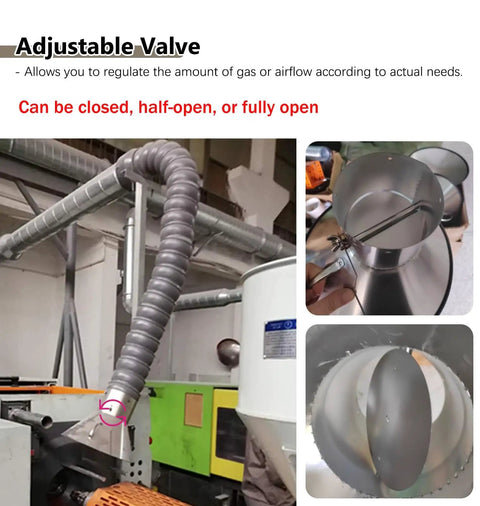 Heavy Duty Duct Hose Fume Extractor With Hood And Flexible Articulated Extraction Arm 200mm By 2m Dust Collection Tube