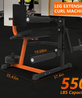 Leg Extension And Curl Machine For Home Gym Heavy Duty Lower Body Leg Stretcher Bench 550Lbs Capacity shown in gym setting