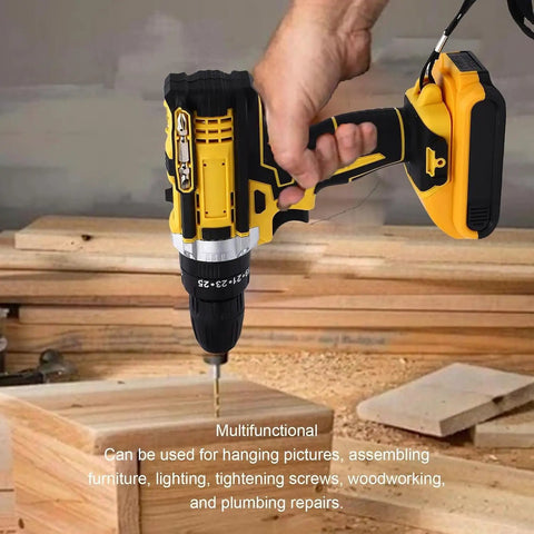 Tough As Nails 21v Cordless Drill Tool Kit With Dual Rechargeable Batteries And Six Precision Bits Ergonomic Grip in use.