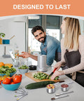 Couple using Stainless Steel Measuring Cups And Spoons Set With Nesting Square Design For Kitchen Includes 7 Cups And 7 Spoons Plus 5 Mini Spoons And 1 Leveler Durable 18 Zero Stainless Steel Gadgets For Cooking And Baking in modern kitchen