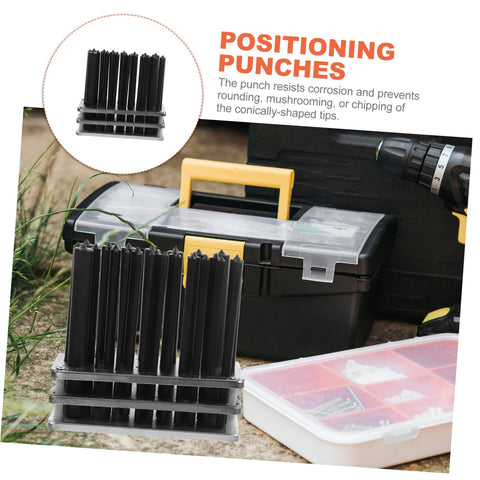 Pro Grade Cylindrical Punch Transfer Punch Tools Set With Base Design in workshop setting with toolboxes