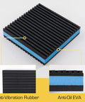 Close-up of one blue 4 Pack Rubber Anti Vibration Pad for Air Conditioners and HVAC Systems, Heavy Duty EVA, side view with text labels.