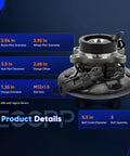 Front Left 6 Lug Wheel Bearing And Hub Assembly With Abs Fits 2004 2008 Chevrolet Colorado 2004 2008 GMC Canyon 2007 2008 Isuzu I 280 I 290 I 370 Direct Fit OE 515108 Fits Like A Glove on blue background with dimensions