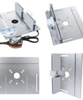 Heavy Duty Router Table Insert Aluminum Flip Plate With Adjustable Miter Guide Rail And Crisp Scale Markings for precise cuts.