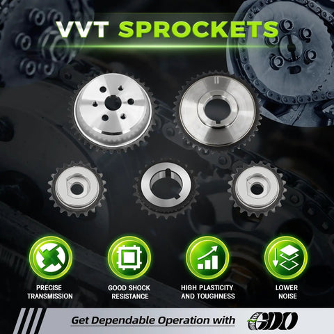 VVT sprockets for 2.4L Ecotec Timing Chain Kit With Tensioner For Chevy Equinox Malibu 2010-2015 2.4L Fits GMC Terrain Buick Verano Cadena De Tiempo 94201S Engine Timing Set Easy Install with features icons
