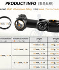 Product info sheet for Adjustable Bike Handlebar Stem Extender Fits 31.8mm Bars And 28.6mm Steerer Boosts Your Ride Height 90 110 120mm