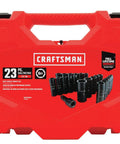 Deep Impact Socket Set 1/2 Inch Drive SAE, 23-Piece With 6-Point Sockets in red storage case, corrosion-resistant finish