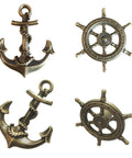 Antique Bronze Cabinet Knobs And Drawer Pulls Set With Anchor And Rudder Nautical Theme Matte Bronze Finish