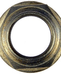 Front view of a metal front wheel hub assembly replacement for select Subaru models; circular, durable OE style bearing hub.