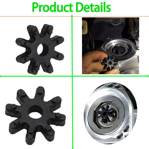 8 Piece Black Flexible Steering Coupler Kit for Hyundai and Kia vehicles installation and components view