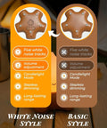 Lit Campfire Night Light Portable Flameless Candle controls showing settings options including white noise and dimming features.