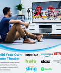 Man using HDMI Wireless Transmitter and Receiver 4K Extender No Lag for Laptop PS5 TV Box Blu Ray DVD to Monitor Projector HDTV