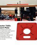 Heavy Duty Aluminum Router Table Insert Plate For Woodworking, Built Tough Universal Design, Easy Bit Access, Red