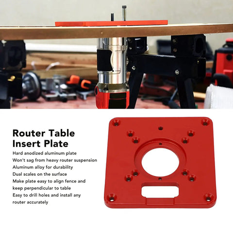 Heavy Duty Aluminum Router Table Insert Plate For Woodworking, Built Tough Universal Design, Easy Bit Access, Red