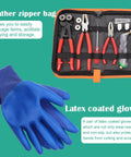 All In One Glass Cutting Kit For Stained Glass Projects includes tile nippers, running pliers, grozer pliers, cutter, leather bag, gloves