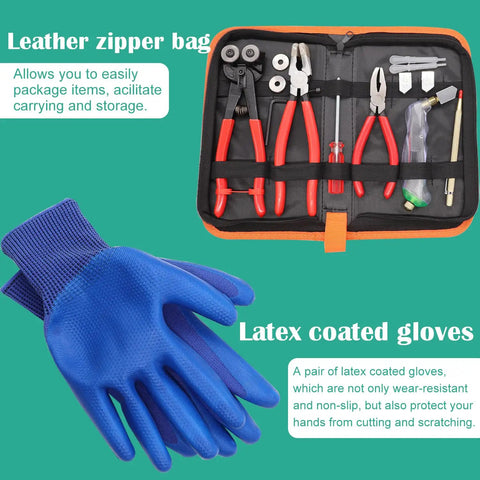 All In One Glass Cutting Kit For Stained Glass Projects includes tile nippers, running pliers, grozer pliers, cutter, leather bag, gloves