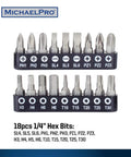 Forty Piece Three Eighths Inch Drive Two Way Quick Swivel T Handle Wrench Set With Sockets Hex Bits Adapters And T Bar Wrench Built For DIYers And Weekend Warriors In The Home Garage And Shop hex bits close-up