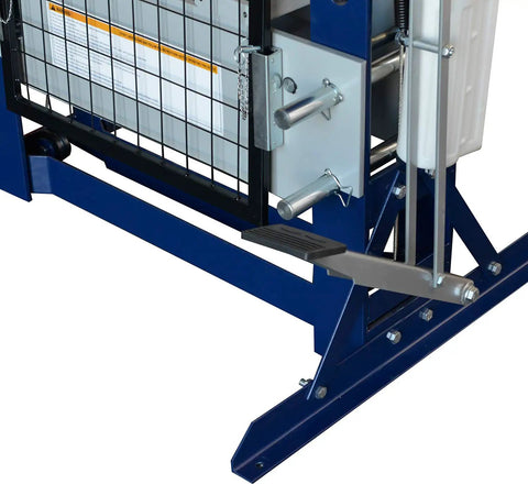 Badass Heavy Duty Steel H Frame 50 Ton Hydraulic Shop Press With Foot Pump Pedal detail showing foot pedal, sturdy steel base.