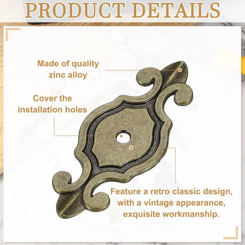 4 Pack Cabinet Handle Backplates 2-7/8 Inch Zinc Alloy With 5/32 Inch Single Hole Vintage Bronze Finish Decorative Retro Style
