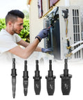 5Pcs Hex Handle AC Copper Pipe Swaging Tool Set High Speed Steel Tube Expander Drill Bits For HVAC Installers in use on air conditioning unit.