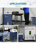 Kickass 800W Industrial Solder Fume Extractor With Premium HEPA Filtration And 8 Layer Dust Bag in action, capturing fumes near a laser engraver.