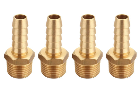 No Nonsense Brass Hose Barb Adapter Three Eighths Inch NPT To Three Eighths Inch Barb For Air Water Gas Oil And Fuel Fittings Male Thread Pipe Fittings Four Piece Set