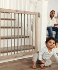 Wooden Baby Gate 23.5 To 42 Inches Walk Through Stair Gate For Doors Toddlers And Pets Kid Proof Easy Install American Designed And Owned.