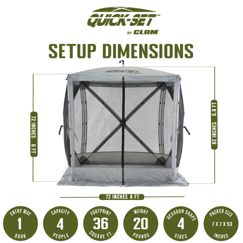 Pop Up Screen Tent For Outdoors, Instant Setup In 60 Seconds, 6 By 6 Foot Gray Bug Free Canopy Shelter for Camping