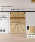 12Ft Box Rail Exterior Sliding Barn Door Hardware Kit Aluminum Alloy Wall Mount Built Tough Heavy Duty Track With Smooth Quiet Rollers, door panel not included, supports up to 330 lbs, fits 1 in to 1 3/4 in thick doors max 68 in opening 36 in wide