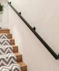 Eight Foot Wall Mount Stair Handrail Heavy Duty Steel Safety Grab Bar 500 Pound Capacity Indoor Outdoor Railing on staircase.