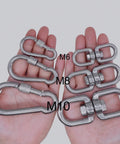 Badass Heavy Duty 304 Stainless Steel Double Ended Swivel Eye Hook With Rust Proof Snap Hooks for Tree Swing and Spinner Hanger, M6 M8 M10 sizes.