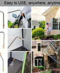 Pressure Washer Extension Wand Upgrade With Curved Rod Heads For Hard To Reach Areas Includes 30 Degree 90 Degree And 120 Degree Nozzles One Quarter Inch Quick Connect Replacement For Anti Leaked Ring Up To 4000 PSI in use for outdoor cleaning