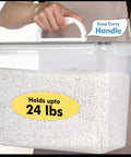 Person holding 2 Pack Extra Large Food Storage Containers With Lids 11L Each Easy Carry Handle BPA Free Airtight For Flour Sugar Rice Cereal Bulk Pantry Organization