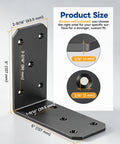Beefy Heavy Duty L Brackets 5x5x2.5 Inches 300 Lb Per Bracket Black 4 Pack For Shelves Or Workbenches Built From 4mm Carbon Steel With 8x Bend Resistance Compared To 2mm Brackets Ideal Garage Storage, black 5x5x2.5 inch L bracket with screw holes