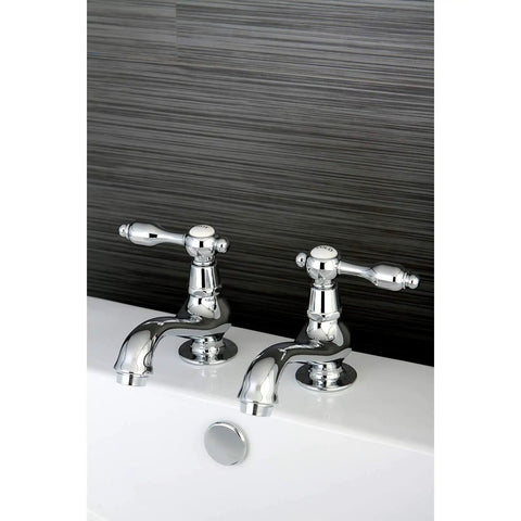 Tudor Basin Faucet In Polished Chrome Finish With Leak Free Ceramic Cartridge, Solid Brass Construction, installed on white basin