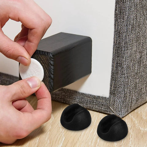Applying felt pad near 12 Piece Set Hairpin Table Leg Caps Rubber Feet For Furniture Easy Clip On Install Wear Resistant PVC Hemispherical Floor Protectors For Homes And Offices