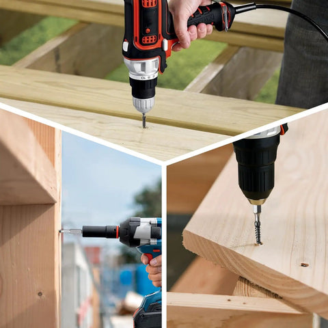 Installation of No 10 Hidden Deck Screws 2-3/8 Inch, 350 Pieces, Star Drive Countersunk Wood Screws in outdoor timber