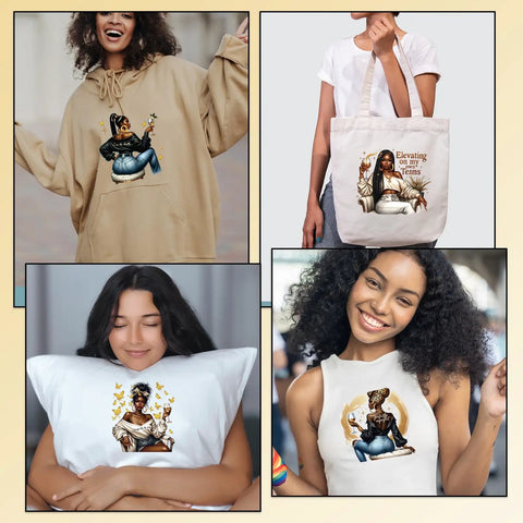 DTF Transfers Ready To Press 20 Pack Dope Iron On Patches For Tees And More Black Girl Heat Transfer Vinyl Decals on clothing and accessories.