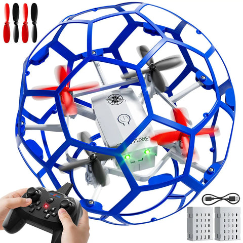 Rad Remote Control Helicopter Toy For Kids 8 To 16 With 2.4 GHz RC lighted flying ball in blue cage with controller