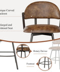 26 Inch Bar Stool Set Of 3 Modern Sleek Swivel Counter Height Chairs With Backrests And Metal Legs Faux Leather Upholstered Barstools